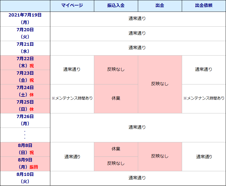2021年祝日表
