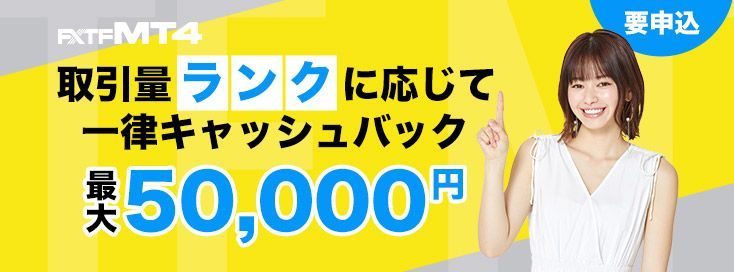 FXTF MT4取引量ランクに応じて一律キャッシュバック(2021年2月)