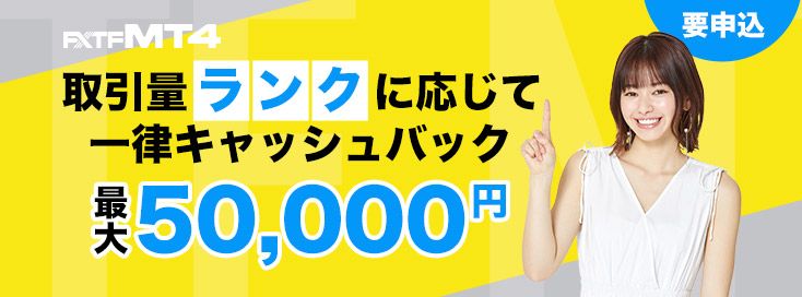 FXTF MT4取引量ランクに応じて一律キャッシュバック(2021年3月)