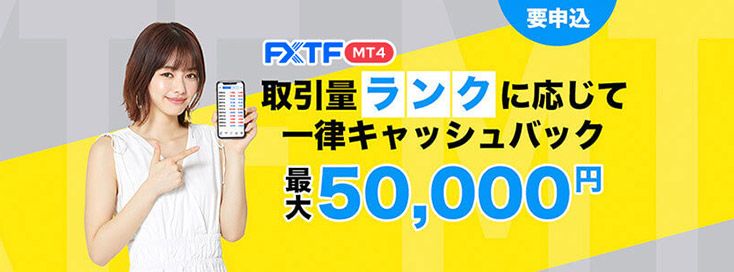 FXTF MT4取引量ランクに応じて一律キャッシュバック（2021年8月）