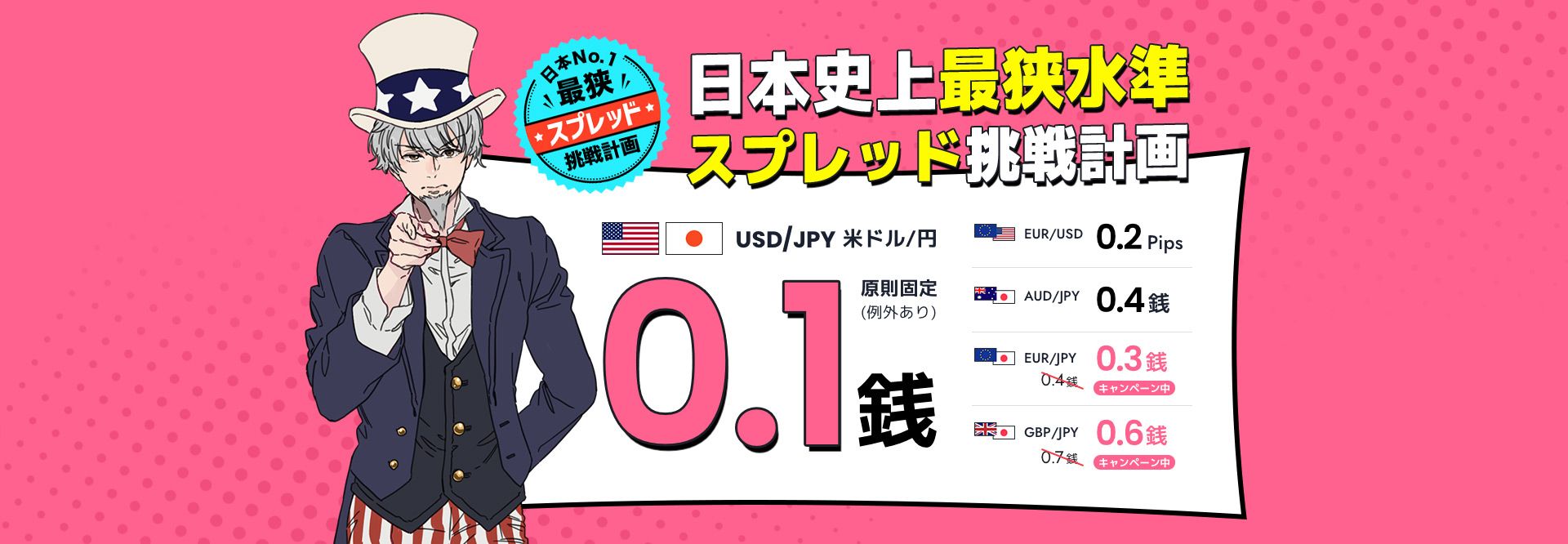 日本No.1最狭スプレッド挑戦計画