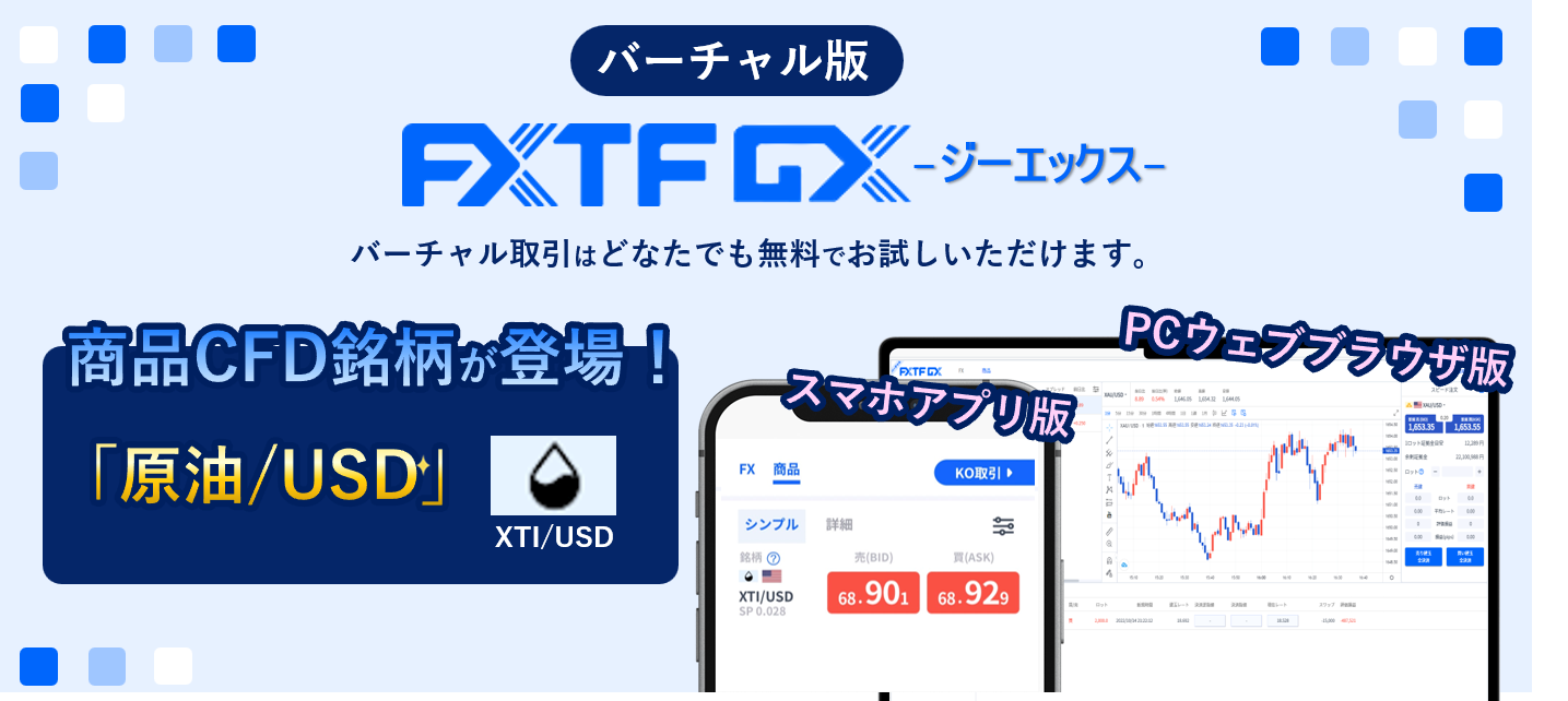【バーチャル版】『FXTF GX』商品CFD銘柄「原油」追加のお知らせ(2023年6月27日)