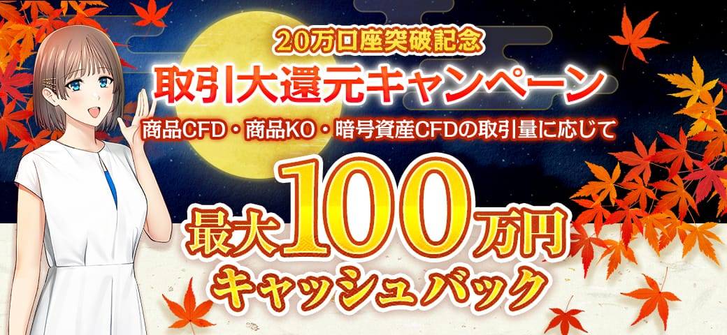 20万口座突破記念!取引大還元キャンペーン開催中!(2024年11月)