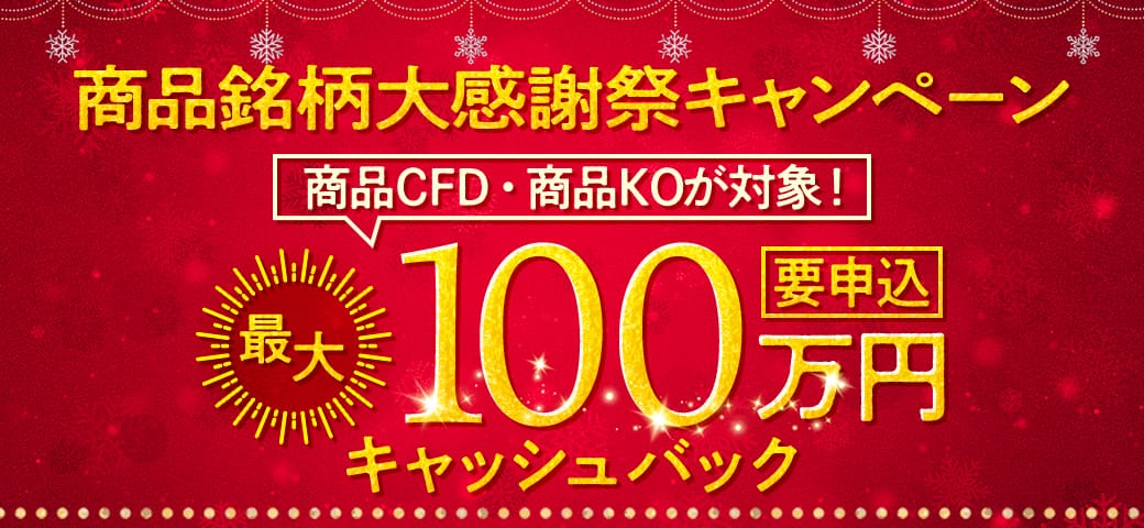 【最大100万円】商品銘柄 大感謝祭キャンペーン開催中!(2025年1月)